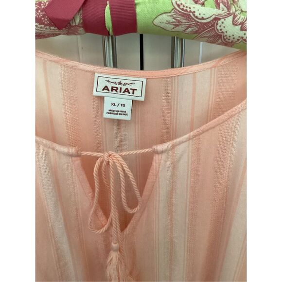 Ariat Womens Sz XL Society Top Peasant Boho Tassel Scoop Neck Tunic - Picture 3 of 8